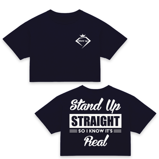 Stand Up Straight Crop Top, Navy Blue